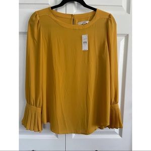LOFT Blouse With Pleated Sleeve Bottom (NWT)